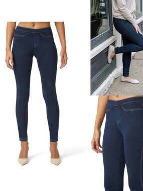 Classic Indigo Denim Jean Leggings High Waisted Jeggings with Real Pockets